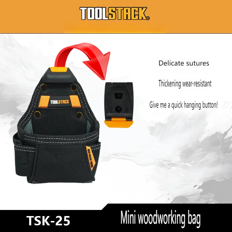 TOOLSTACK Mini Utility Toolkit Hammer & Screwdriver Waist Pouch Quick-Hook Service Kit Quality Hardwear Carpenter Work Tools Bag