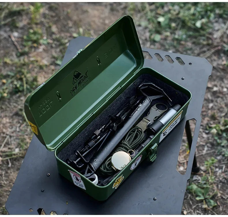 Outdoor Tools Storage Box Portable Camping Picnic Metal Tools Storage Box with Handle Sundries Storage Box Camping Gadgets