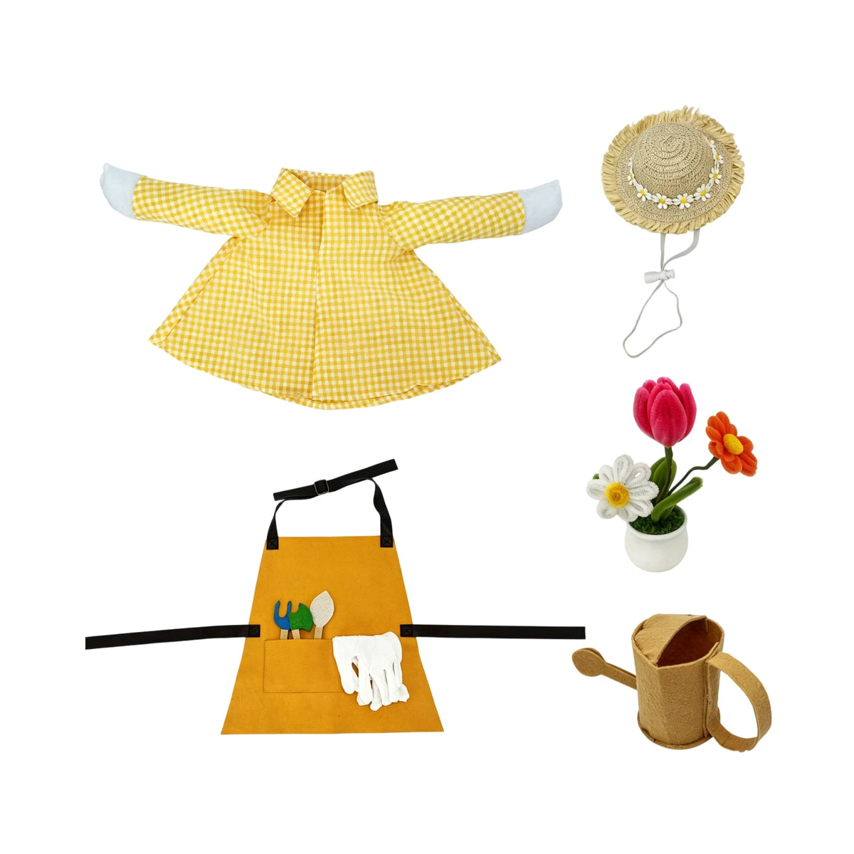 Garden Porch Goose Costume Porch Goose Statue with Gardener Outfit and Accessories Hat Scarf ,Watering Can and Flowerpot