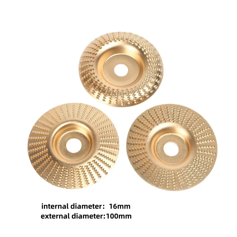 3 pieces of wood polishing tools,including angle grinder, burr grinding disc, burr grinding wheel, and woodworking grinding tool