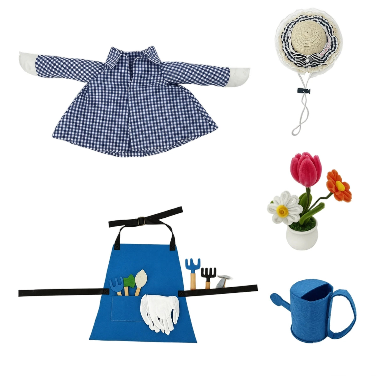 Garden Porch Goose Costume Porch Goose Statue with Gardener Outfit and Accessories Hat Scarf ,Watering Can and Flowerpot