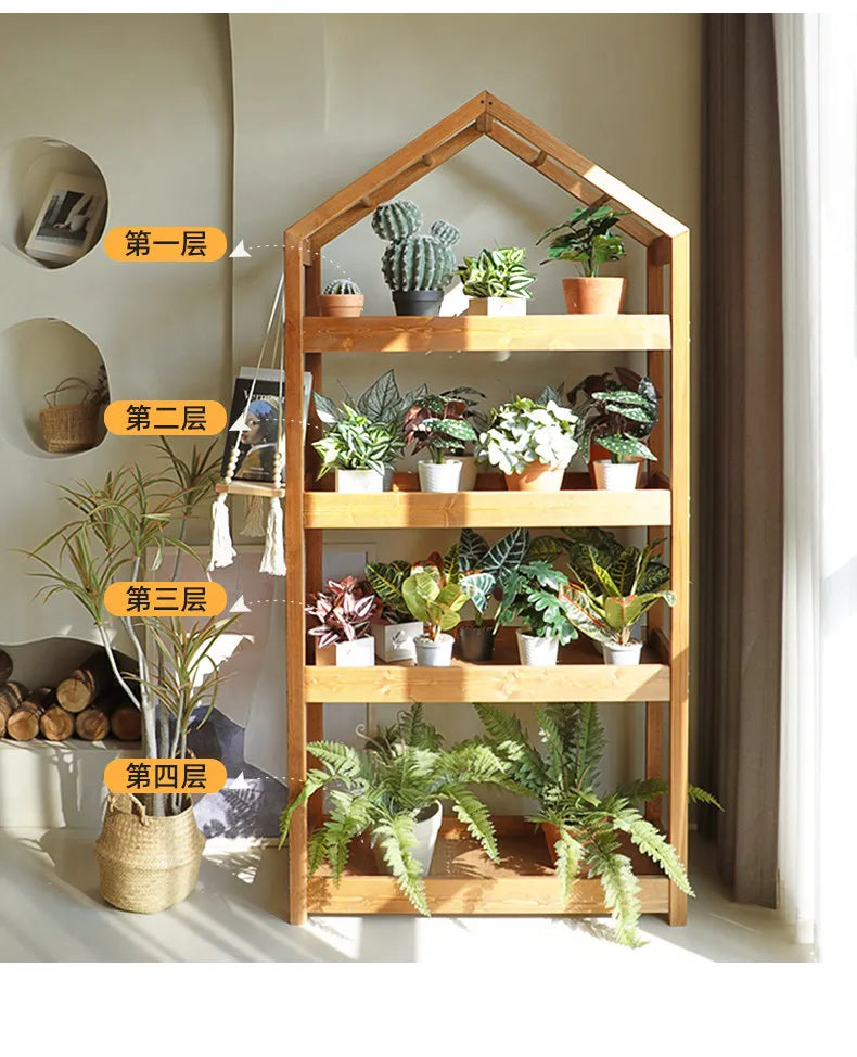 Garden Black Plant Stands Wooden Pots Shelf Patio Plant Stands Flower Outside Giardino Arredamento Esterno Terrace Furniture