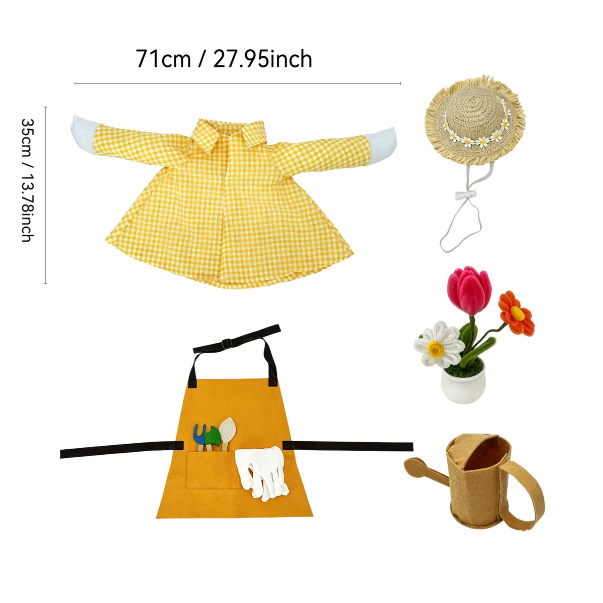 Garden Porch Goose Costume Porch Goose Statue with Gardener Outfit and Accessories Hat Scarf ,Watering Can and Flowerpot
