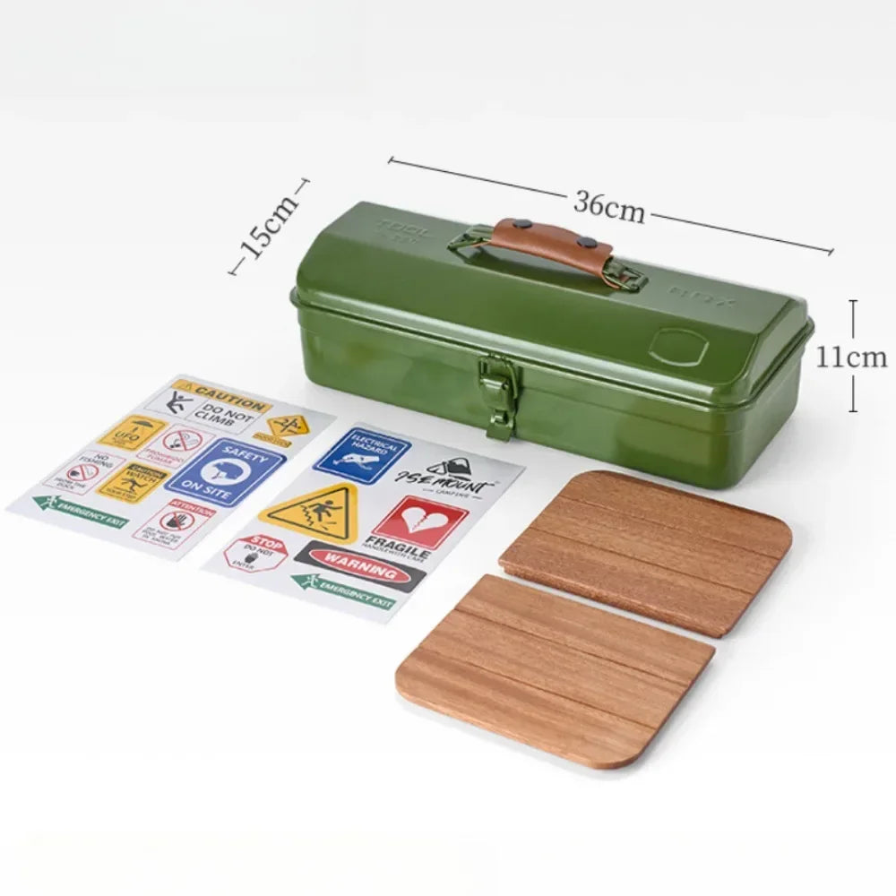 Outdoor Tools Storage Box Portable Camping Picnic Metal Tools Storage Box with Handle Sundries Storage Box Camping Gadgets