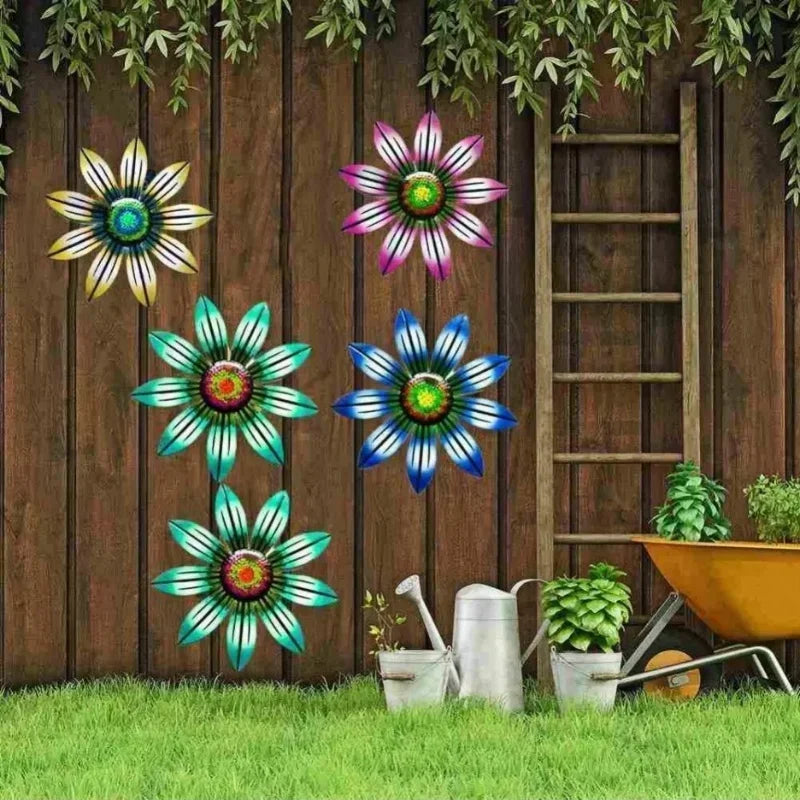 Garden Decoration Metal Flower Wall Decor Art Sculpture Hanging Ornament Aesthetic Home Room Garden Courtyard Decoration Outdoor