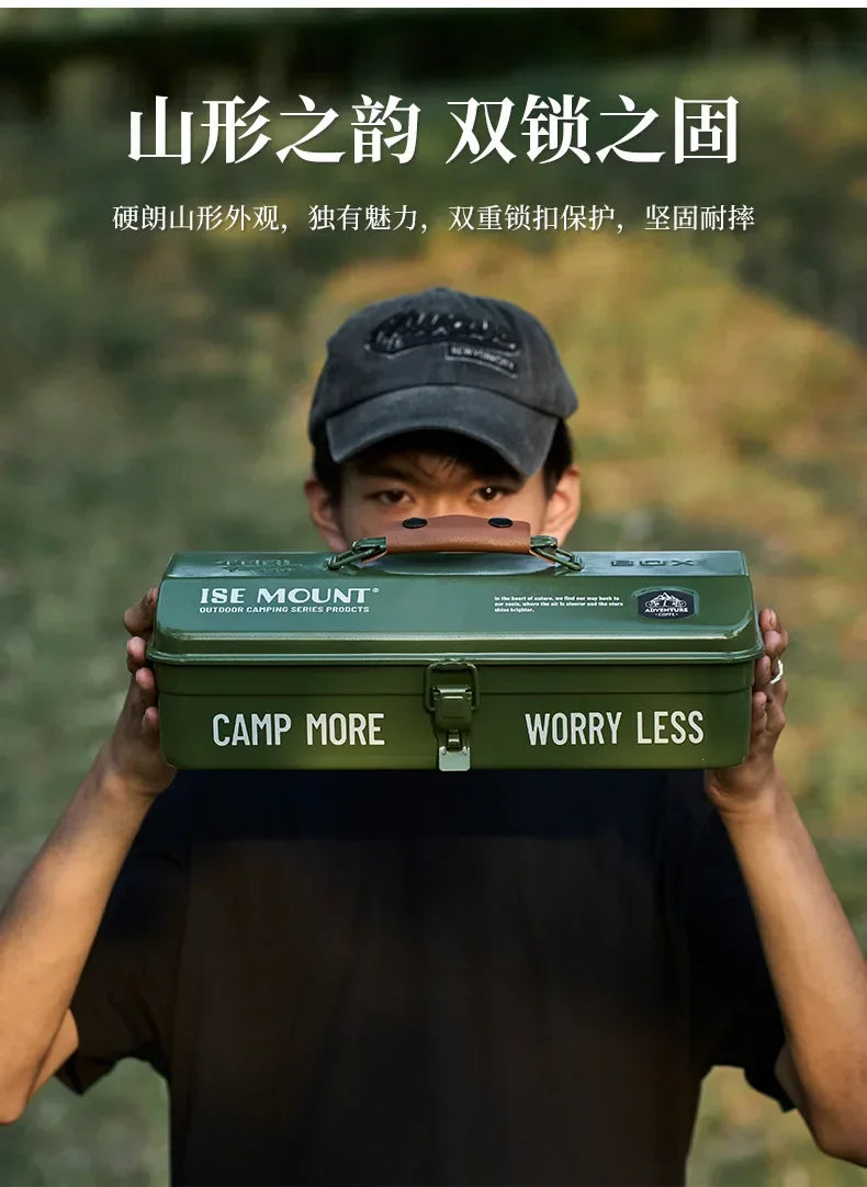Outdoor Tools Storage Box Portable Camping Picnic Metal Tools Storage Box with Handle Sundries Storage Box Camping Gadgets