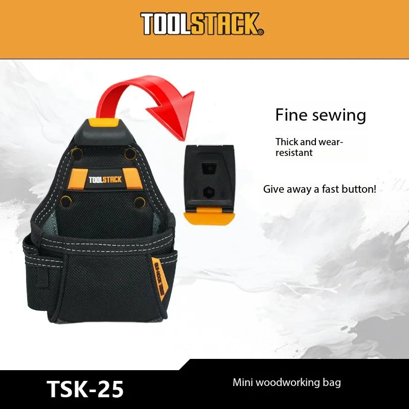 TOOLSTACK Mini Utility Toolkit Quality Hardwear Carpenter Work Tools Bag Quick-Hook Service Kit Hammer & Screwdriver Waist Pouch