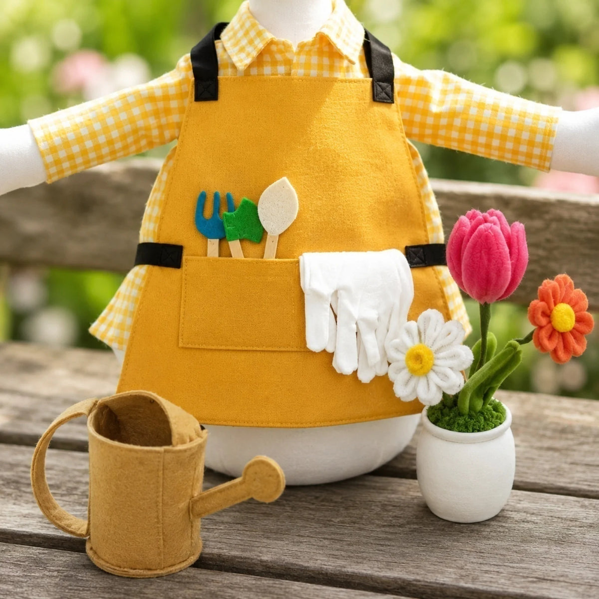 Garden Porch Goose Costume Porch Goose Statue with Gardener Outfit and Accessories Hat Scarf ,Watering Can and Flowerpot