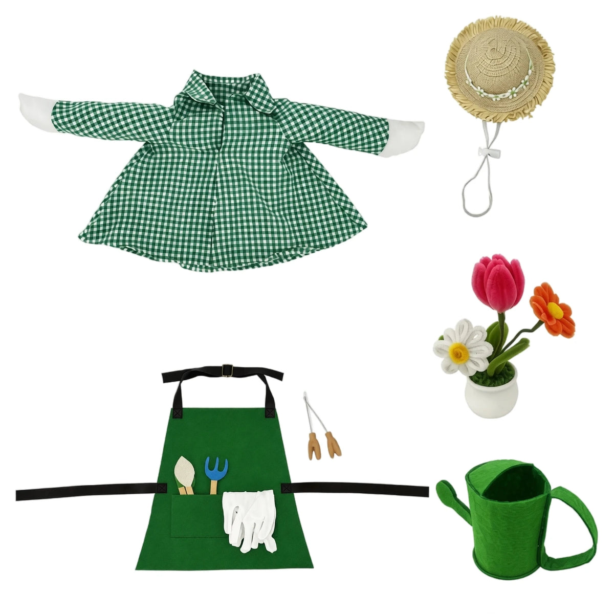 Garden Porch Goose Costume Porch Goose Statue with Gardener Outfit and Accessories Hat Scarf ,Watering Can and Flowerpot