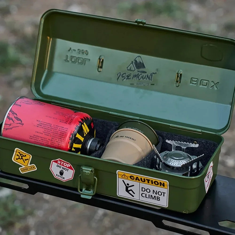 Outdoor Tools Storage Box Portable Camping Picnic Metal Tools Storage Box with Handle Sundries Storage Box Camping Gadgets