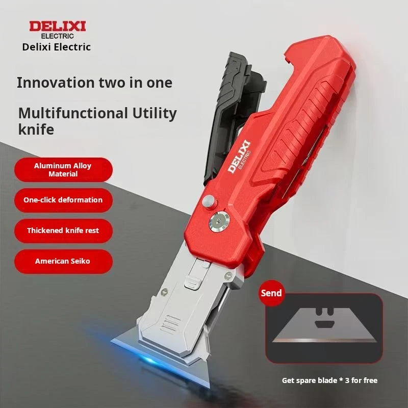 Multi-Functional Tools Deformity Fold Utility Knife Thickened and Extra Hard Tool Holder Trapezoidal Blade Glue Removal Scraper