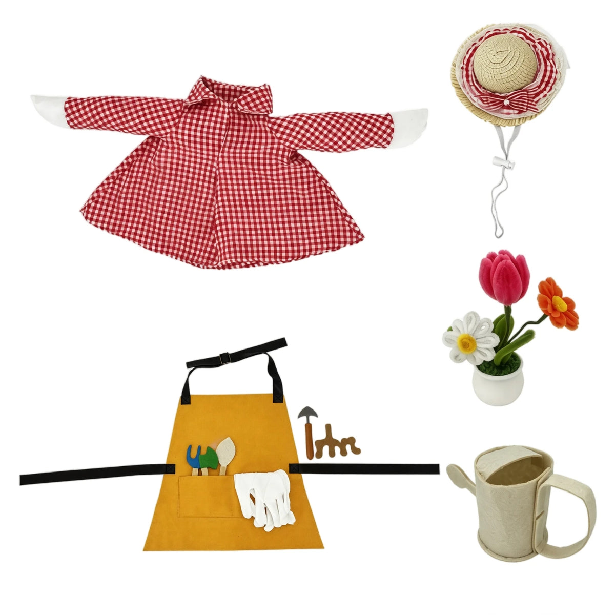Garden Porch Goose Costume Porch Goose Statue with Gardener Outfit and Accessories Hat Scarf ,Watering Can and Flowerpot